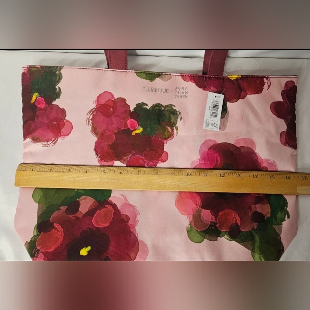 3 * Clinique x Jonathan Cohen Beach Tote Bag Shopping Shoulder Travel Flowers - Picture 7 of 9